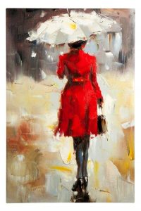 IN STOCK -From $350 - Oil Painting Lady in Red with Umbrella - 60x90cm