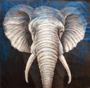 IN STOCK -From $880 - Unframed Oil Paint - Massive Elephant - 150x150cm