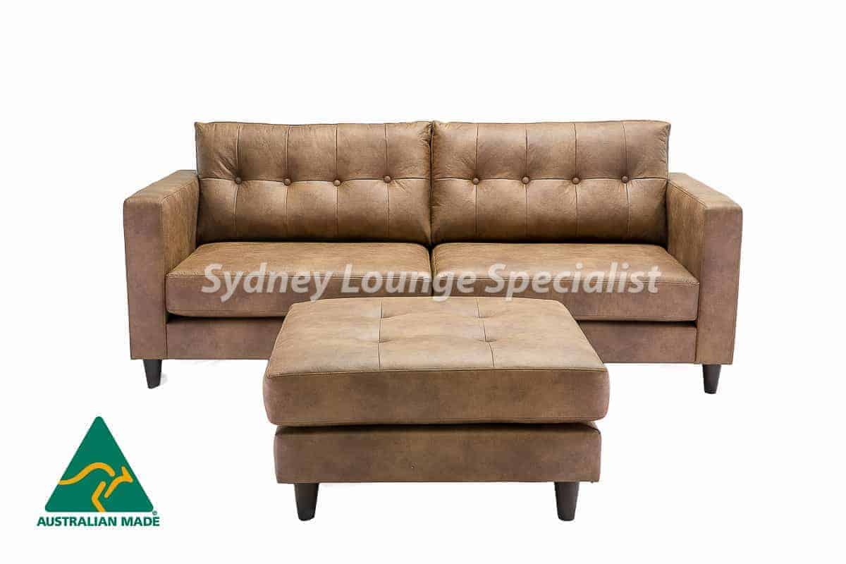Australian Made 3 seater sofa lounge with button leather (1)2